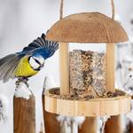 Mangeoire à oiseaux à suspendre Marron - Bois manufacturé - Fibres naturelles - Matière plastique - 15 x 17 x 15 cm