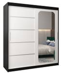 Armoire à portes coulissantes promo v2 Noir - Blanc - Largeur : 180 cm - 2 porte