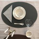 KANON Tischset, oval, grau/grey Leder