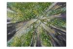 Tableau peint à la main Natures Roof Marron - Vert - Bois massif - Textile - 100 x 75 x 4 cm