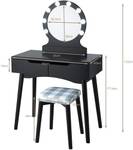 Schminktisch Make-up Tisch Schwarz - Holzwerkstoff - 40 x 132 x 80 cm