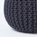 Runder Strickpouf 100% Baumwolle Schwarz