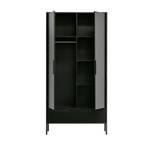 Armoire 2 portes 1 tiroir en bois noir Noir