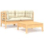 Garten-Lounge-Set (3-teilig) 3012138-9 Creme - Holz