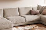 Sofa MADELINE Wohnlandschaft Cord Taupe - Armlehne davorstehend rechts - Longchair davorstehend links