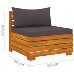 Garten-Lounge-Set (3-teilig) 3013017-23 Grau - Massivholz - Holzart/Dekor - 68 x 30 x 68 cm