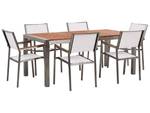 Set de salle à manger GROSSETO Chêne clair - Argenté - Blanc - 180 x 87 x 90 cm - Lot de 6 - Métal - Huilé - Non revêtu - Nombre de pièces dans le lot : 7