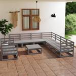 Garten-Lounge-Set (10-teilig) 3009856-1 Grau - Massivholz - Holzart/Dekor - 70 x 30 x 70 cm