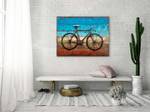 Tableau métallique Cycling to the Beach Bleu - Rouge - Métal - 100 x 70 x 5 cm
