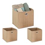 3x paniers de rangement en bambou haut Beige - Marron clair