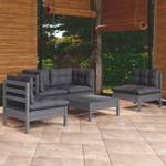 5-tlg. Garten-Lounge-Set mit Kissen Grau