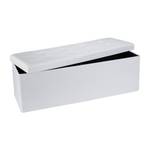 Pouf de rangement pliant repose-pied Blanc