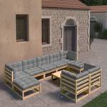 Garten-Lounge-Set (10-teilig) 3009744-1 Grau - Holz