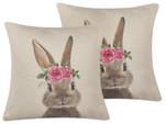 Kissen 2er Set TULIPA Beige - Braun - Grau - Grün - Pink - Textil - 45 x 6 x 45 cm