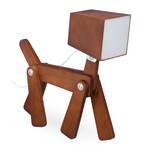 Lampe de chevet marron en forme de chien Marron - Blanc - Bois manufacturé - Matière plastique - 28 x 30 x 9 cm