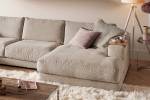 Sofa MADELINE Wohnlandschaft Cord Taupe - Armlehne davorstehend links - Longchair davorstehend rechts