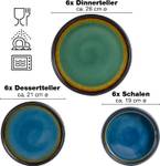 SOLID Steinzeug Geschirr-Set 18tlg Blau - Keramik - Ton