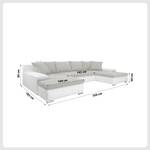 Ecksofa Boca U Form Grau - Breite: 150 cm