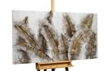 Acrylbild handgemalt Iced Feathers Braun - Weiß - Massivholz - Textil - 140 x 70 x 4 cm