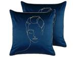 Kissen 2er Set CROCUS Blau - Dunkelblau - Gold