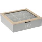 Teebox mit Aufschrift TEA, MDF Grau - Holzwerkstoff - 24 x 7 x 24 cm