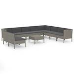 Garten-Sofagarnitur (11-teilig) 3094474 Grau - Metall - Polyrattan - 60 x 35 x 60 cm