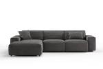 Sofa RANI Ecksofa Cord Grau - Ecke davorstehend links