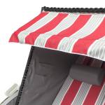 Strandkorb Sylt XXL für 2 Personen Grau - Rot - Weiß - Polyrattan - 115 x 161 x 78 cm