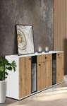 FURNIX Sideboard SARAI Weiß-Artisan LED Braun