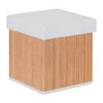 Tabouret de rangement en bambou Marron - Blanc - Bambou - Bois manufacturé - Textile - 35 x 35 x 35 cm