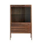 Vitrine en bois de noyer Marron - Bois/Imitation - En partie en bois massif - 99 x 161 x 40 cm