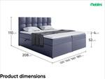 Boxspringbett Raco Graphit - Breite: 160 cm - H3