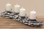 Kerzenhalter für 4 Kerzen grau 55 cm Grau - Holzwerkstoff - 10 x 8 x 55 cm