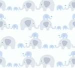 Kinderzimmertapete Elefanten Blau Weiß Blau - Grau - Weiß