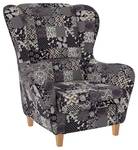 Supellex Ohrensessel mit Hocker Floral Schwarz