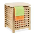Panier à linge avec siège en bois Marron - Blanc - Bois manufacturé - Matière plastique - Textile - 39 x 50 x 39 cm