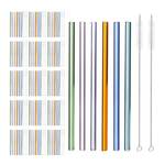 96 x Strohhalme Glas bunt 23 cm Blau - Grün - Orange - Glas - Metall - Textil - 1 x 23 x 1 cm