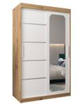 Armoire à portes coulissantes promo v2 Imitation chêne - Blanc - Largeur : 120 cm - 2 porte