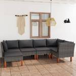 Garten-Sofa-Set (6-teilig) 3009634-14 Grau - Metall - Polyrattan - Holzart/Dekor - 61 x 67 x 65 cm