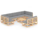 Garten-Lounge-Set (10-teilig) 3009756-2 Grau - Holz