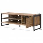 Meuble TV 1 porte 2 niches acacia métal Marron - En partie en bois massif - 150 x 50 x 45 cm