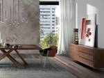 Sideboard aus Nussbaum und Glas Braun - Glas - Massivholz - Holzart/Dekor - 188 x 75 x 45 cm
