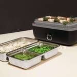 Lunchbox Dampfgarer Schwarz - Metall - Kunststoff - 24 x 24 x 12 cm