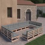 Garten-Lounge-Set (13-teilig) 3009761-2 Grau - Holz