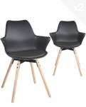 Lot de 2 fauteuils MOTI Noir - Matière plastique - Bois/Imitation - 59 x 82 x 47 cm