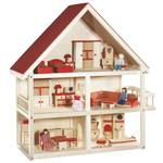 Puppenhaus natur/rot Braun - Holzwerkstoff - 70 x 74 x 30 cm