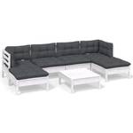 Kissen Wei脽 7-tlg. mit Garten-Lounge-Set