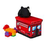 Caisse à jouets pliante avec couvercle Noir - Rouge