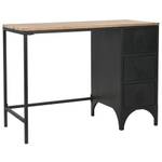 Schreibtisch mit Einzelpodest Schwarz - Metall - Massivholz - 100 x 76 x 100 cm