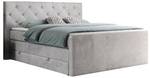 Boxspringbett KING VELEN Silber / Grau - Silbergrau - Breite: 220 cm - H3 - Textil